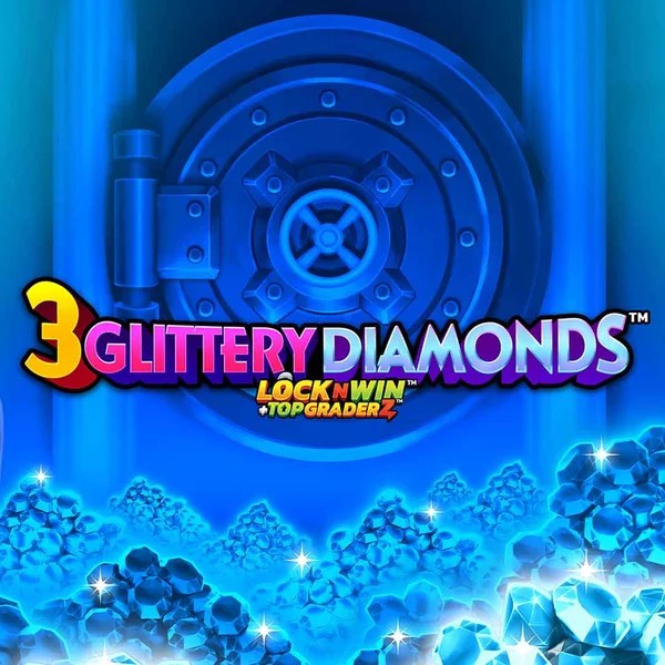 Official Slots logo: 3 Glittery Diamonds by PearFiction Studios at Gransino Casino